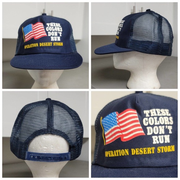 Vtg Patriotic These Colors Don't Run Operation Desert Storm Trucker Hat - Picture 1 of 10